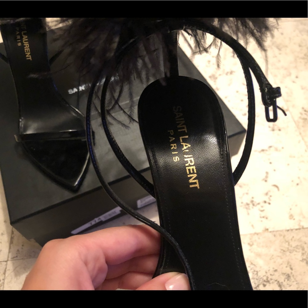 Saint Laurent iris Patent Sandal with Feathers - Picture 4 of 8